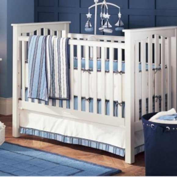 LAST CALL! Nautical Stripe Crib Skirt - Picture 1 of 4